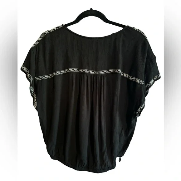 Free People Black Woman's Luca Embroidered Boho Top, Size M - Picture 2 of 8